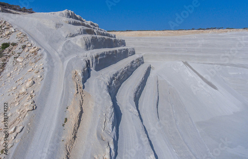 Aerial view of the terraces in the sand quarry photo