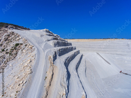 Aerial view of the terraces in the sand quarry photo