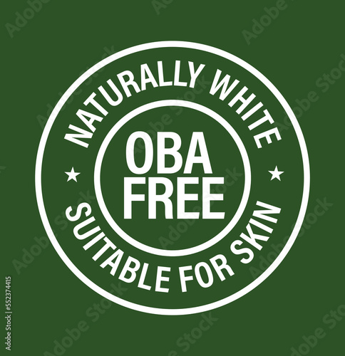naturally white, suitable for skin, zero optical brightening agent (OBA FREE) vector icon, white in color