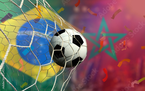 Fototapeta Naklejka Na Ścianę i Meble -  Football Cup competition between the national Brazil and national Morocco.