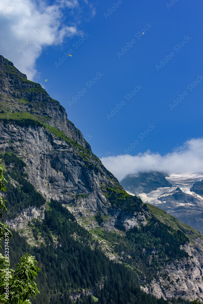 View of the high mountain peak in Switzerland