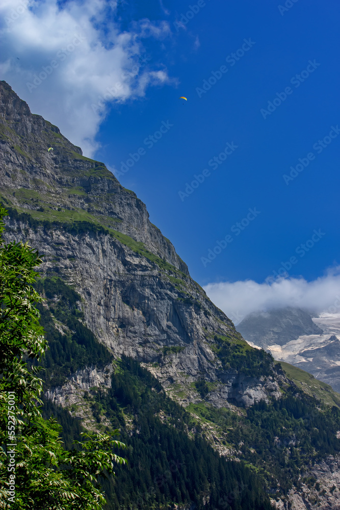 View of the high mountain peak in Switzerland