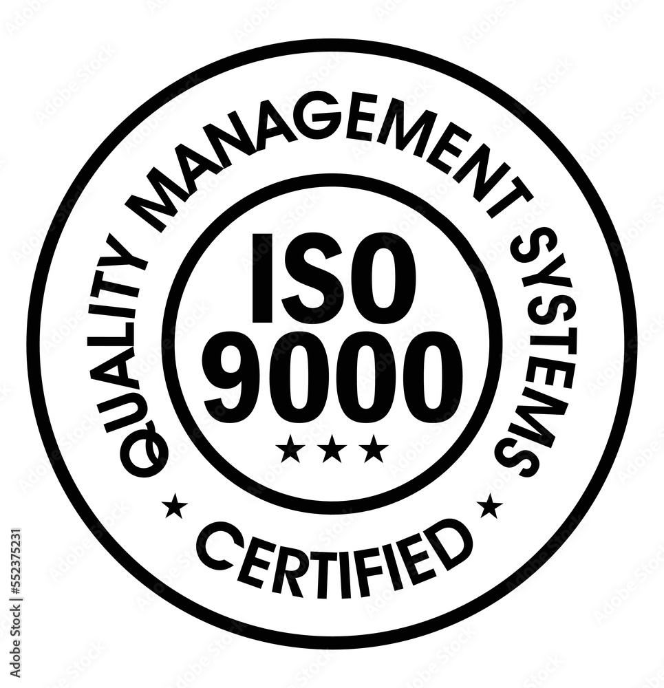 quality management system certified, ISO9000 vector icon, black in color, quality management system certified, ISO9000 vector icon, black in color,