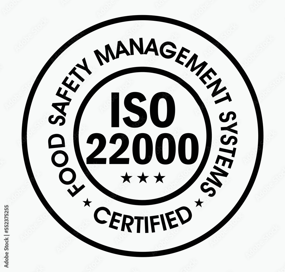 food safety management system certified, iso22000 vector icon