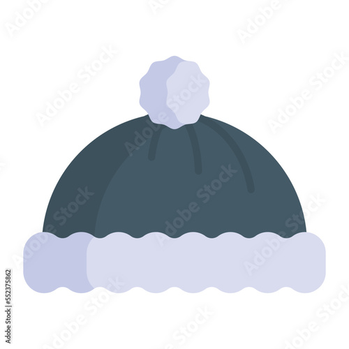 Winter cap vector design icon, winter beanie