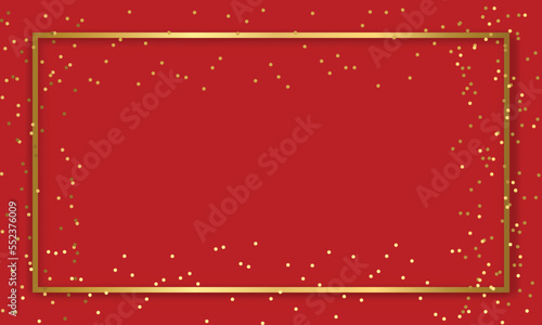 Chrismas red gold frame vector background. space strips wallpaper, banner and backdrop. Xmas celebration and decoration.