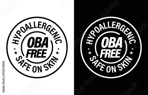 hypoallergenic, safe on skin, OBA free vector icon