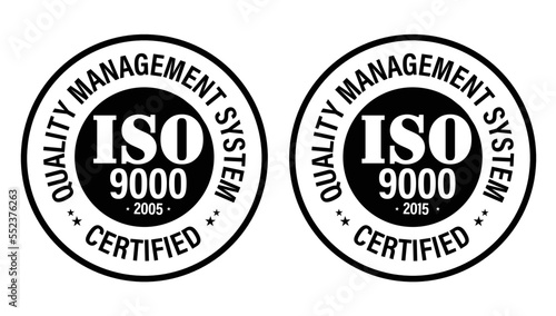 quality management system certified vector icon set. iso9000