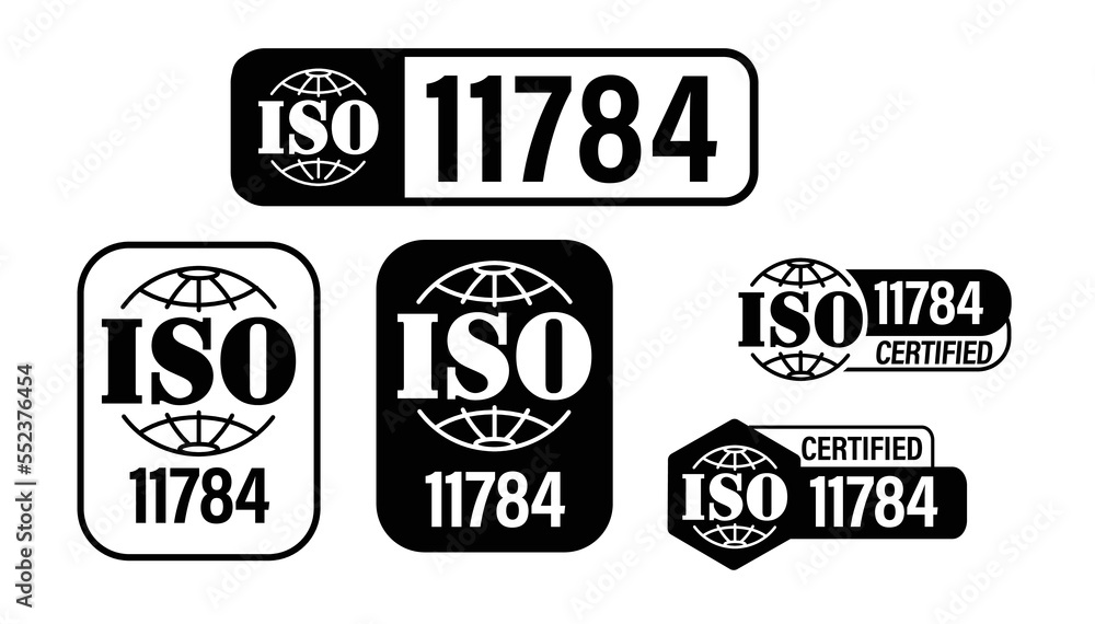 ISO 11784 certified vector icon set, ISO standards abstract ISO 11784 certified vector icon set, ISO standards abstract