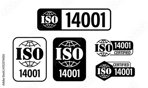 Environmental management system abstract, iso 14001 certified vector icon