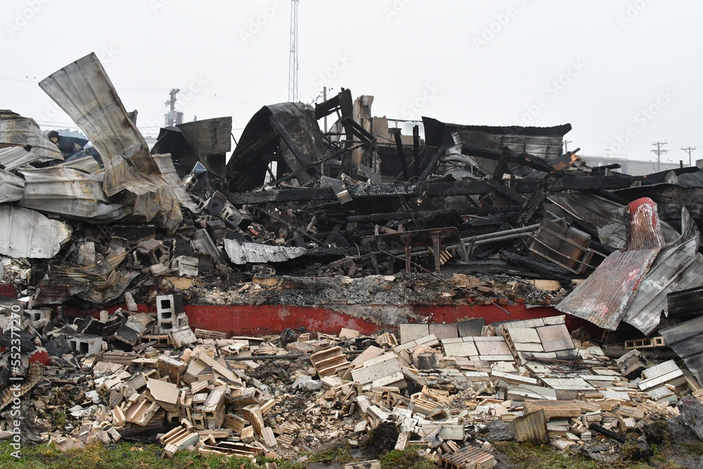 Pile of Debris from a Damaged Building