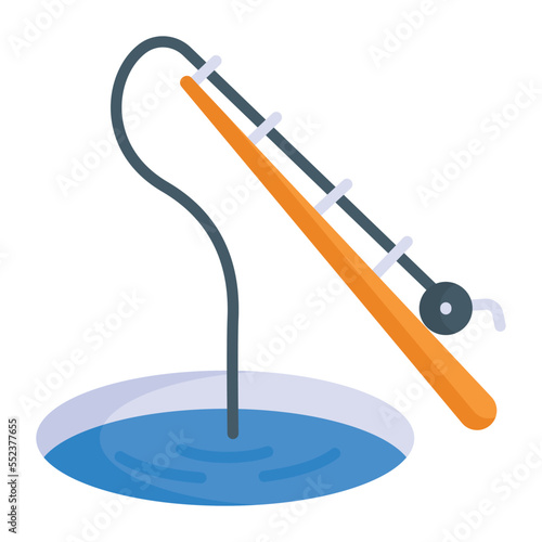 A beautiful vector icon of ice fishing in modern style