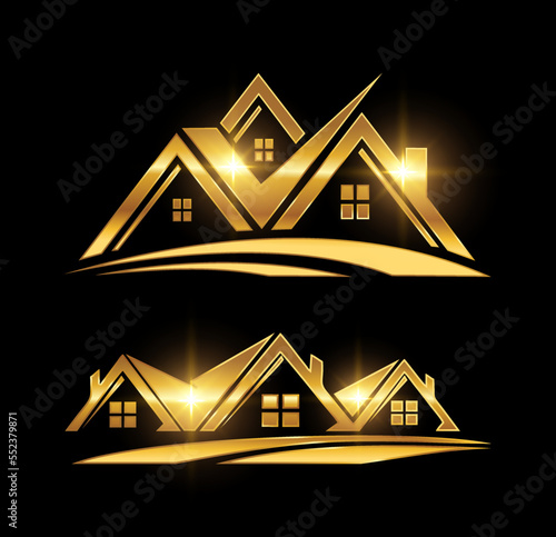 Golden Real Estate Logo Vector Icon