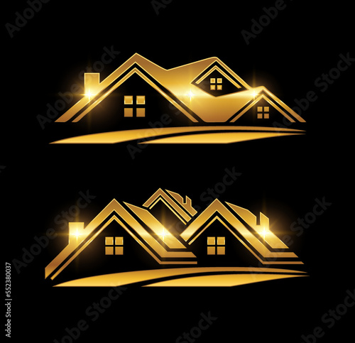 Golden Real Estate Logo Vector Icon