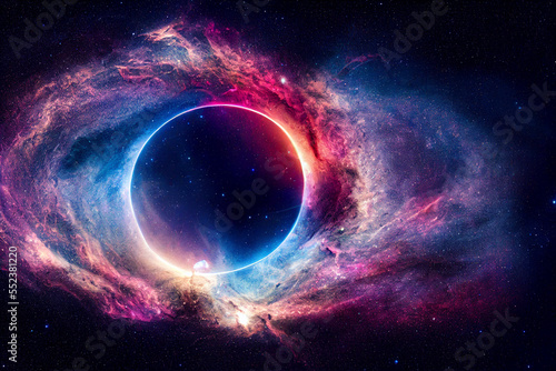 Abstract Illustration of Space vortex Background, The universe consists of stars, black hole, nebula, sprial galaxy, milky way, planet