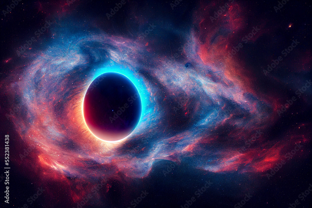 Abstract Illustration of Space vortex Background, The universe consists of stars, black hole, nebula, sprial galaxy, milky way, planet
