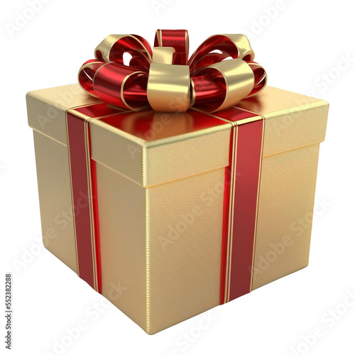 gift golden box with a red bow 
