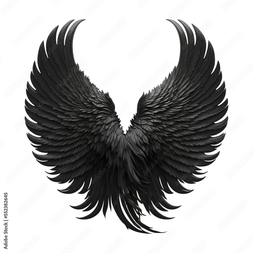 Black angel wing - obrazy, fototapety, plakaty 