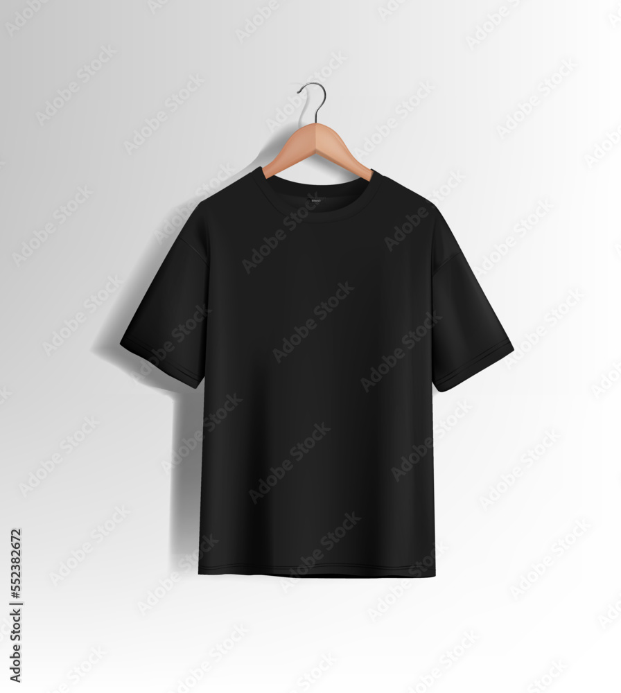 Men black T-shirt. Realistic mockup. Short sleeve T-shirt template on background Men black T-shirt. Realistic mockup. Short sleeve T-shirt template on background