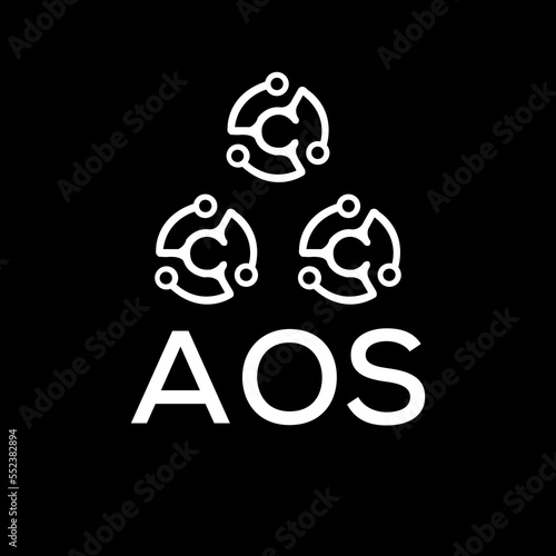 AOS letter logo. AOS best black background vector image. AOS Monogram logo design for entrepreneur and business.
 photo