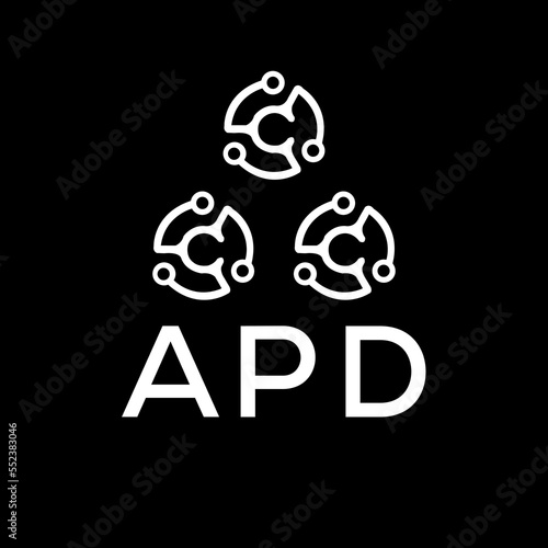 APD letter logo. APD best black background vector image. APD Monogram logo design for entrepreneur and business.
