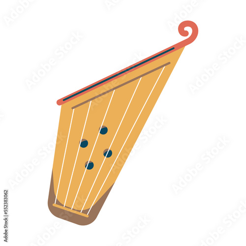 Cartoon string musical instrument isolated on white. National culture symbol of Finland. Vector illustration of Finnish traditional. Scandinavia concept
