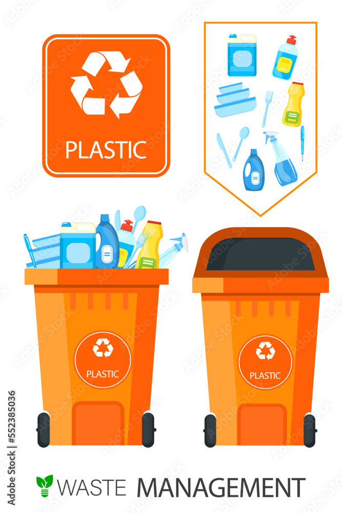 Vector image of a city garbage can. Waste management. The concept of