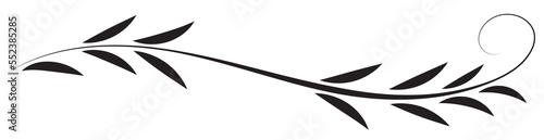 Floral ornament with leaves and abstract lines. Graceful element for decor and greeting or invitation card design