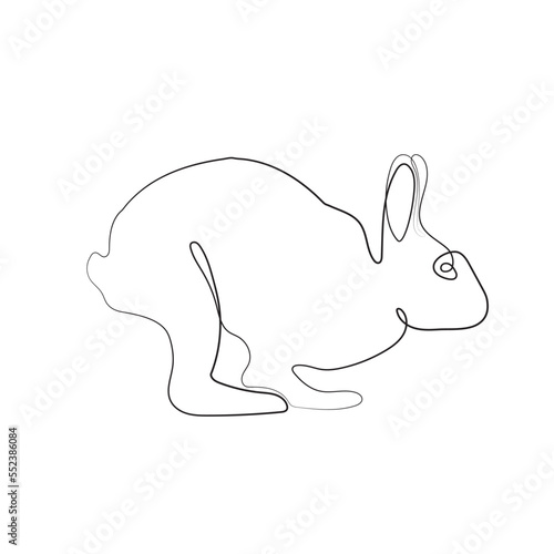 Line art of Wild hare. Modern outline drawing bunny. Easter wrapping  Christmas greeting  invitations  postcards and other projects. Outline Rabbit