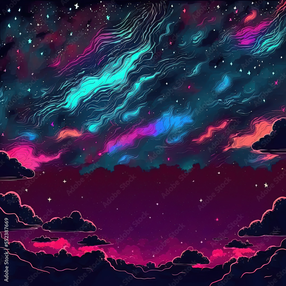 colored night sky scene with many stars created by generative ai colored night sky scene with many stars created by generative ai