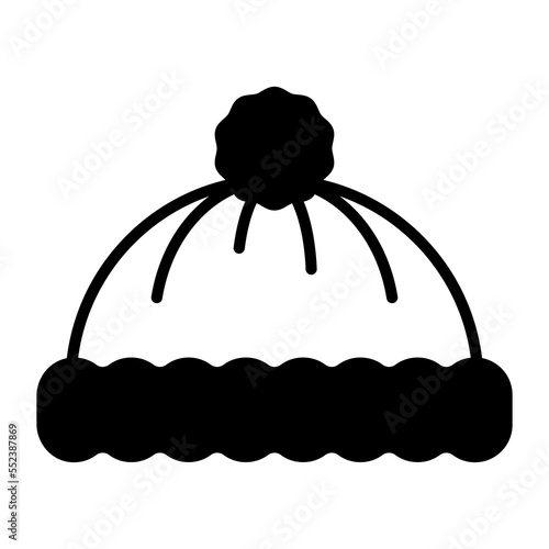 Winter cap vector design icon, winter beanie