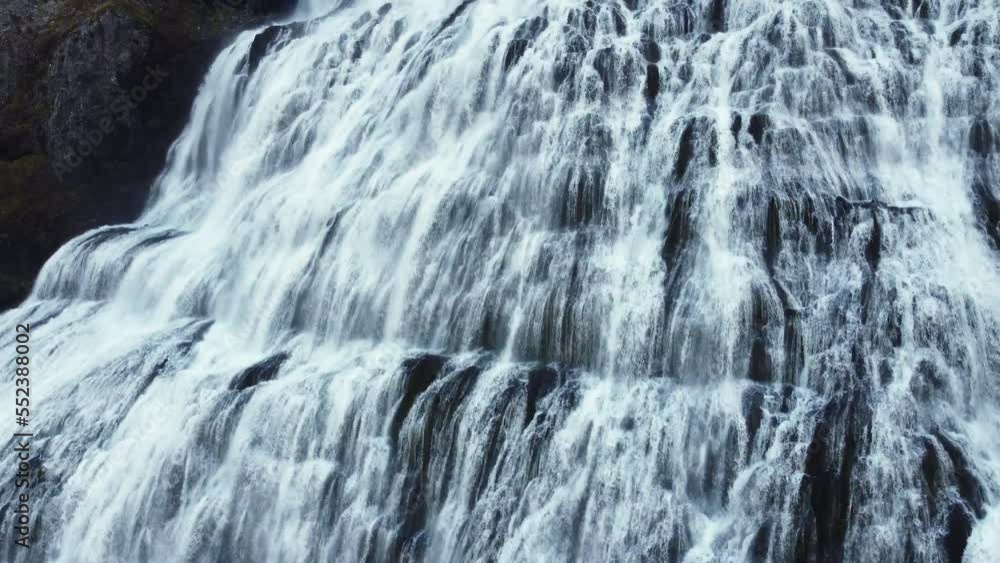 Powerful Dynjandi Waterfall in Slow motion Beautiful Iceland Nature Landscape Powerful Dynjandi Waterfall in Slow motion Beautiful Iceland Nature Landscape