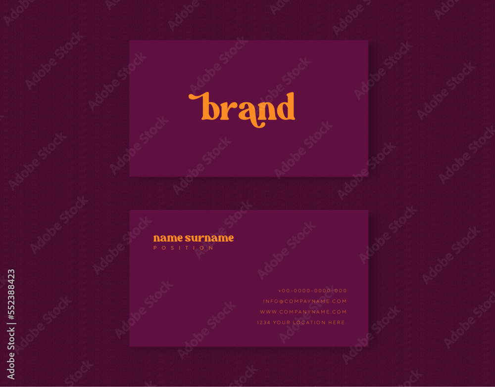 elegant luxury business card template in purple and orange color