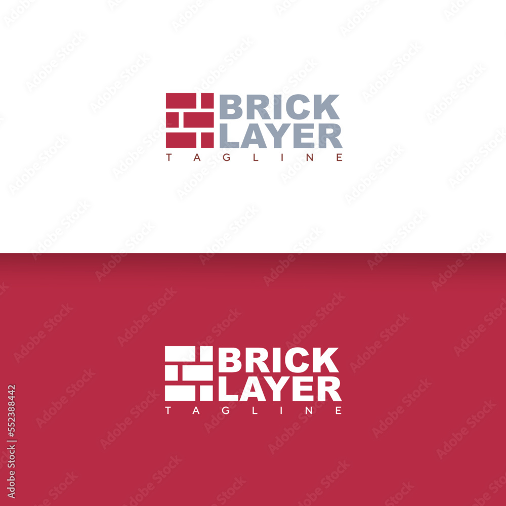 Vector brick company logo for building construction and wall repair