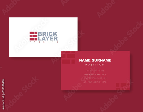 Vector brick company logo for building construction and wall repair with vector illustration