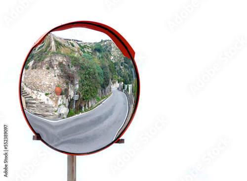 Parabolic convex mirror for road safety photo