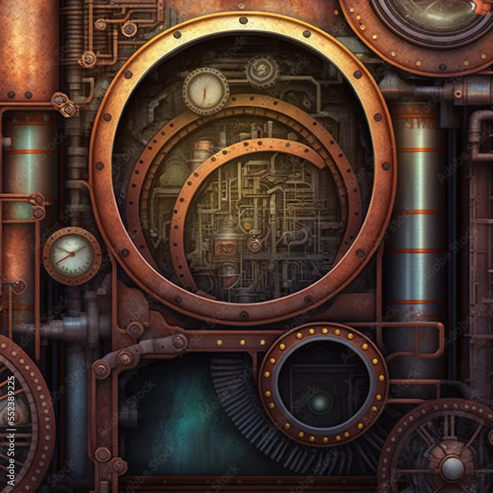 old metal machinery background created by generative ai