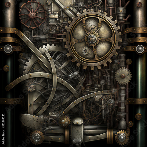 old metal machinery background created by generative ai