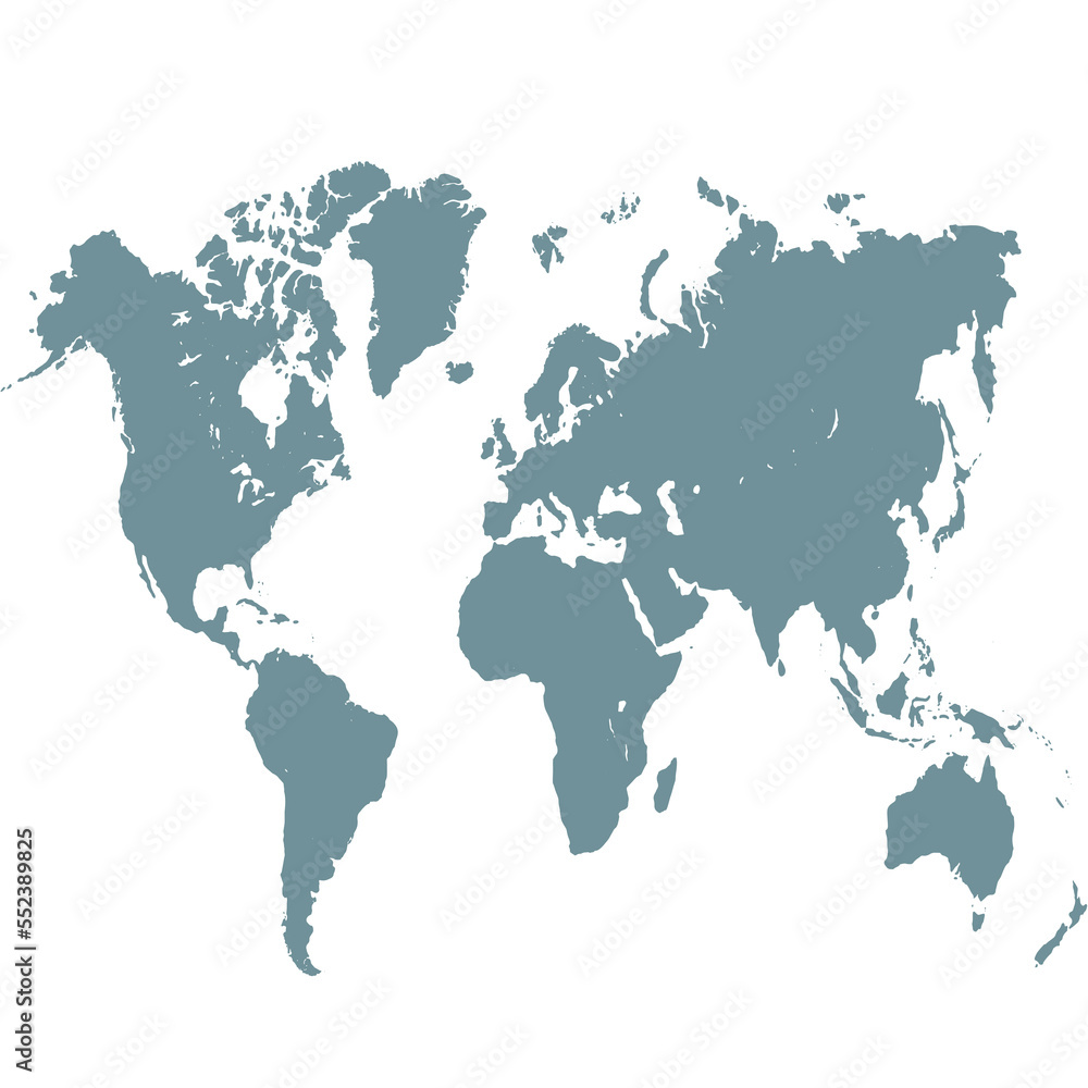 Fototapeta premium World map. Silhouette map. Color vector modern map. 