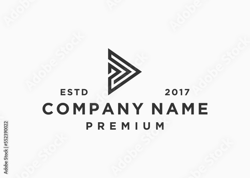 letter p with play logo design vector illustration template
