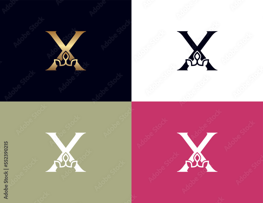 amazing luxury crown beauty logo letter X