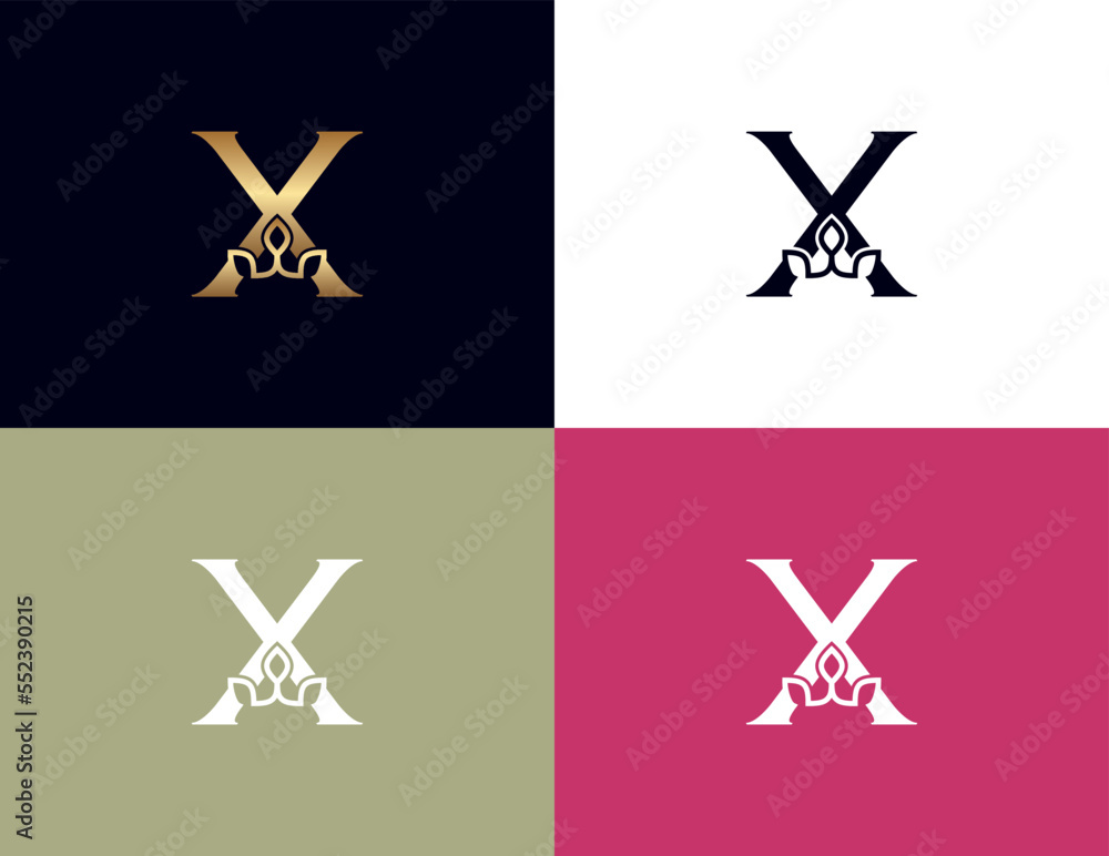 Fototapeta premium amazing luxury crown beauty logo letter X