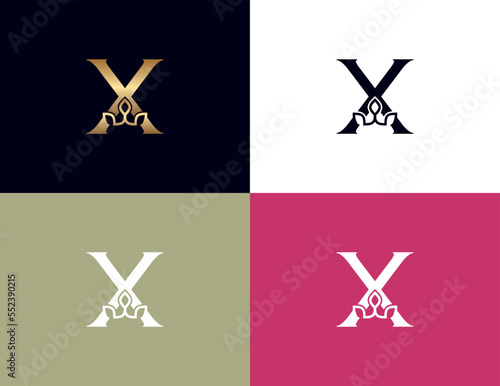 amazing luxury crown beauty logo letter X
