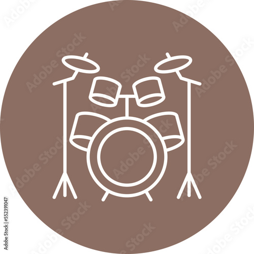 Drum Kit Multicolor Circle Line Inverted Icon