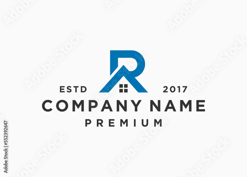 letter r with house logo design vector illustration template