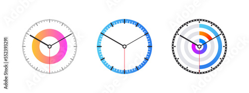 Conceptual clock faces. Smart watch dial. Clock face blank set. Vector illustration