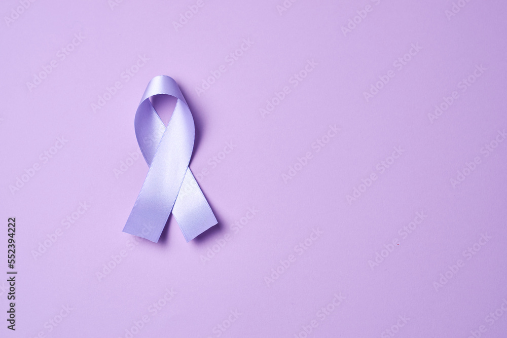 Purple ribbon, world cancer day, february 4th, on flat lay purple. Purple ribbon, world cancer day, february 4th, on flat lay purple.
