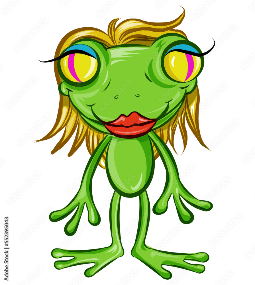 Fototapeta premium blonde sexy Frog Character Cartoon . isolated on white