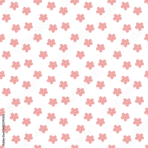 Sakura pattern1. Seamless pattern with sakura flower. Doodle cartoon vector illustration.