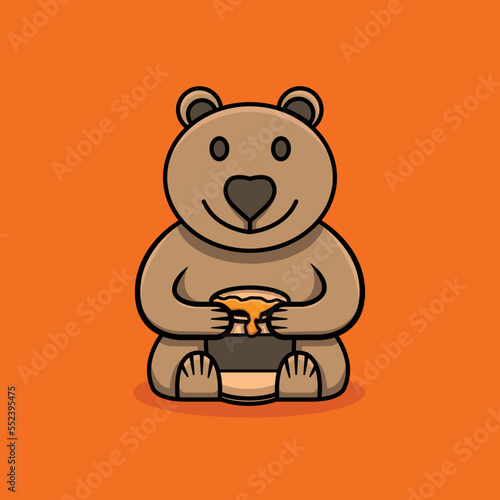 Cute honey bear vector art illustration design